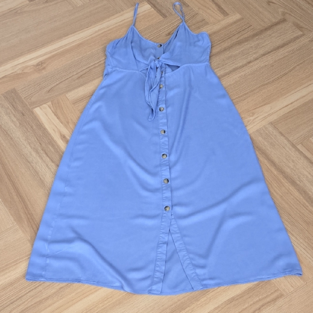 MIMI CHICA Light Blue Button-Down Midi Dress Medium